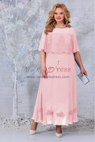 2022 Fashion Ankle-Length Mother of the Bride Dress,Pink Half Sleeves Women