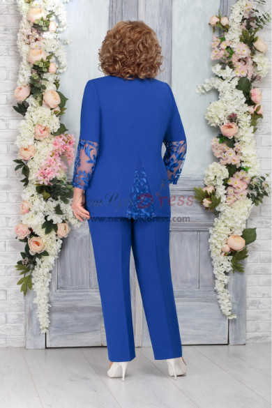 2PC Royal Blue Plus size Mother of the Groom Pant Suits,Custom-Made ...