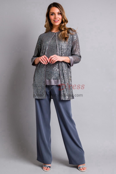 3 piece Charcoal Sequins Mother of the bride Outfit New arrival Women