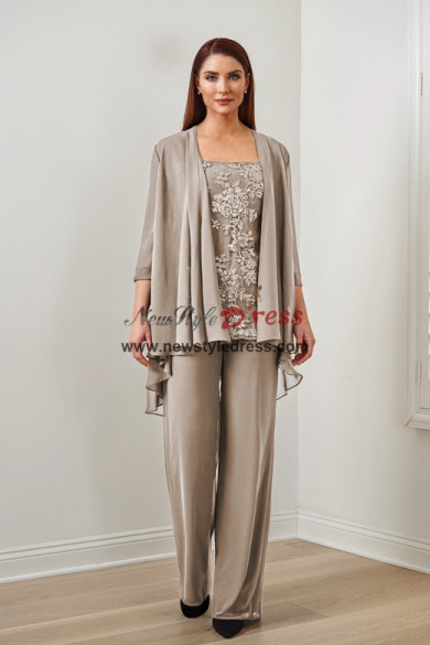 3PC Mother Gray of the Bride Pants suits, Women