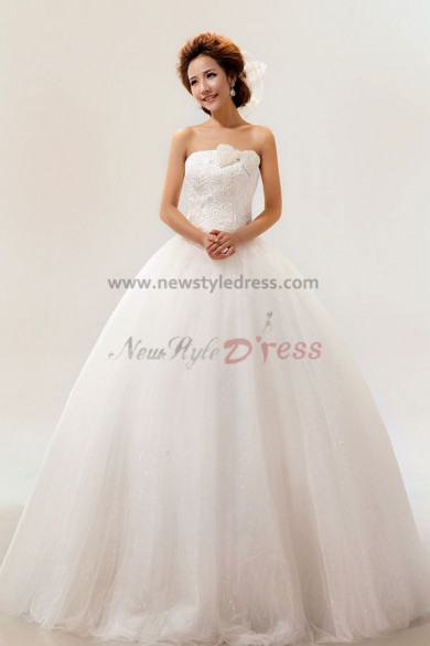 Strapless Ball Gown Wedding Dresses Chest With a pearl bow nw-0071