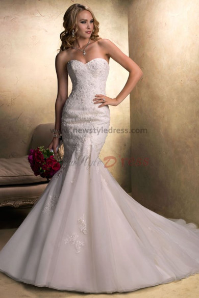 Sweep Train Mermaid lace Elegant Sweetheart Cheap wedding dresses nw-0189