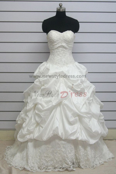 Ruffles Sweetheart ball gowns Quality Guaranteed Chapel Train lace wedding dress nw-0119