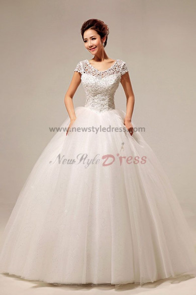 New Style hollow out Short Sleeves Ball Gown Wedding Dresses nw-0076