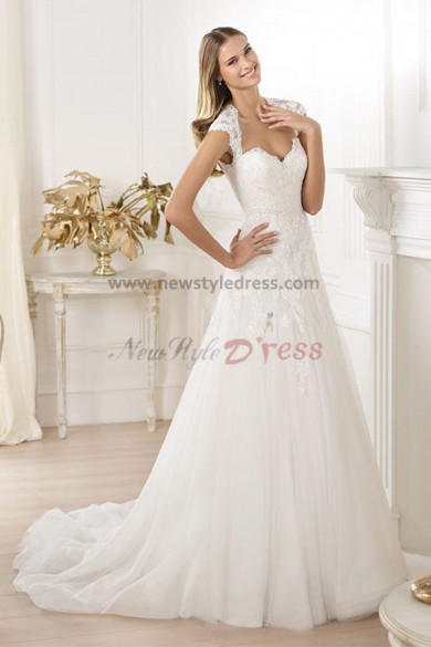Sweetheart a-line Spring Chapel Train lace Gorgeous wedding dresses under 200 nw-0152