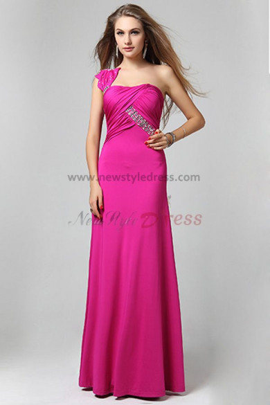 Unique New Arrival Glamorous Fuchsia One Shoulder Strapless prom dresses np-0314