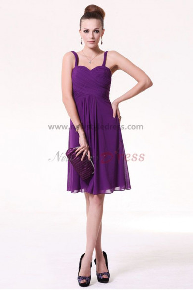 Vest Short Chiffon purple Pleat Under 100 Bridesmaids dress np-0190