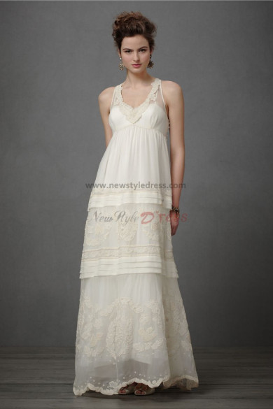 Vintage Bohemian Attractive Informal Embroidered Beading wedding gowns nw-0277