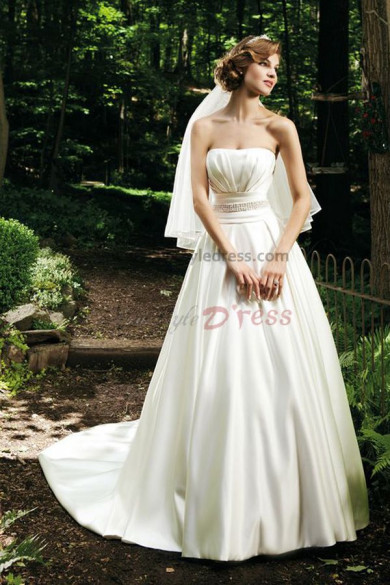 a line Strapless Simple Cheap Spring wedding dress nw-0262