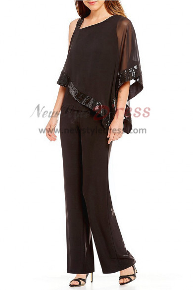 Asymmetrical Overlay Top Pant suits for Mother of the bride with Sequins end nmo-397