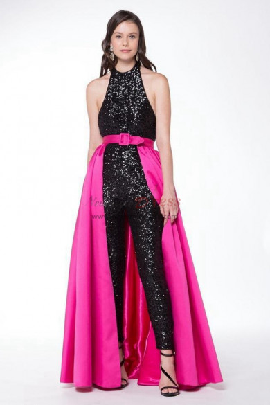 Black Sexy Prom Jumpsuits with detachable Cocktail Dresses wps-182