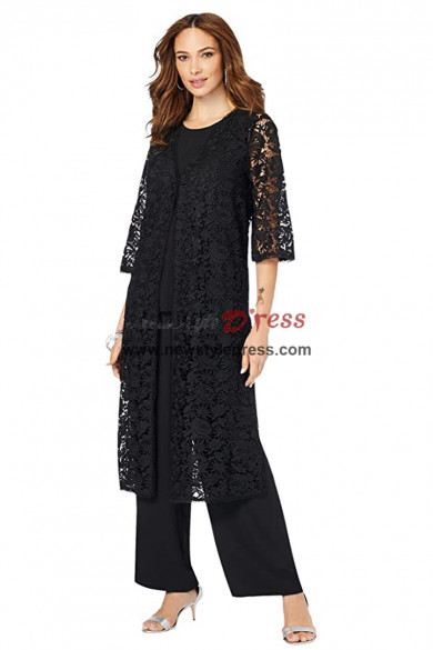 Black Three Piece Mother of the Bride Pant Suits, Mother Of The Bride Pant Suits nmo-872-4
