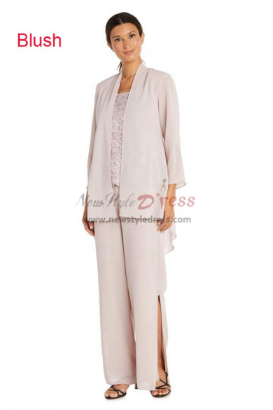 Blush Pink Mother of the Bride Pant Suits, Stretchy Waist Trousers Women
