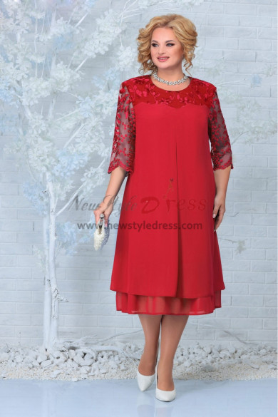Comfortable Chiffon Mother of the Bride Dresses, Customized Plus Size Red Women