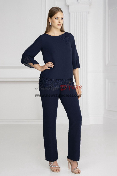 Dark Navy 2 Piece Mother of the Bride Pant Suits Women Outfit for Wedding Guest nmo-943