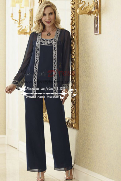 Dark Navy Elegant mother of the bride pant suits customize nmo-176