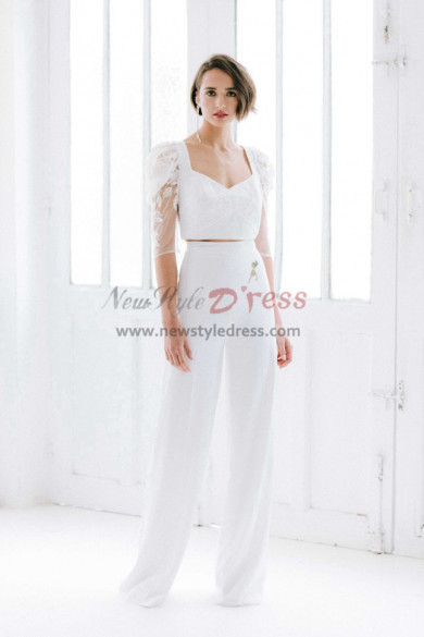 Half Sleeves Lace lovely Bridal Jumpsuits Guests Outfits wps-216