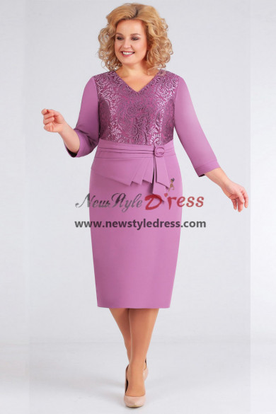 Lavender Dressy Mother Of the Bride Dress, Mid-Calf Women