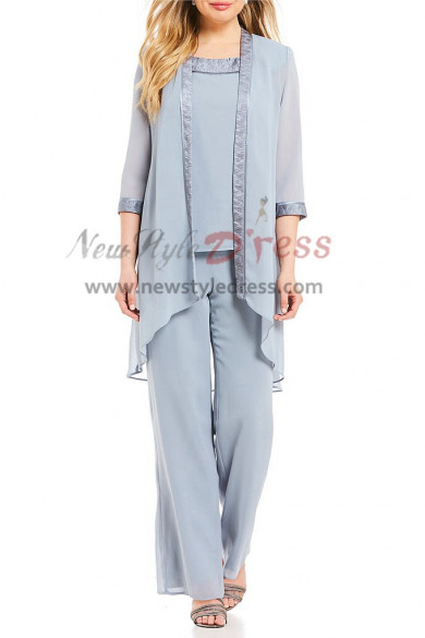 Champagne chiffon outfits for wedding Mother of the bride pant suits ...