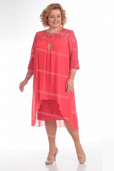 Mother Of The Bride Plus Size Dress  Watermelon Red Women