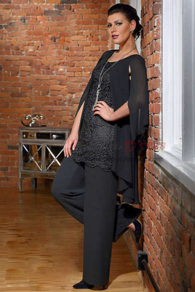 New style Mother of the bride pant suits Fashion Black trousers suit nmo-424