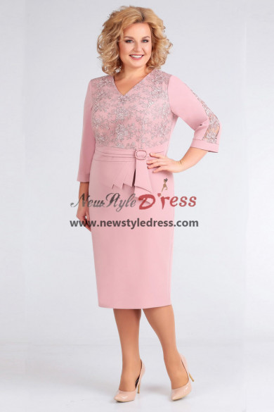 Pink Dressy Mother Of the Bride Dress, Mid-Calf Women