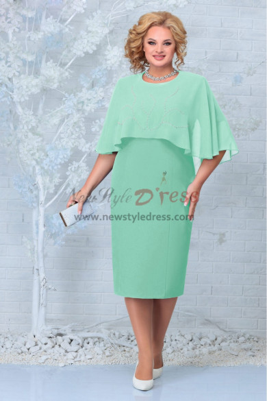 Plus Size Effortlessly Chic Mother of the Bride Dresses, Hand Beading Jade Green Women