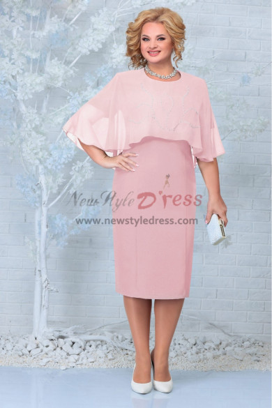 Plus Size Effortlessly Chic Pink Mother of the Bride Dresses, Hand Beading Women