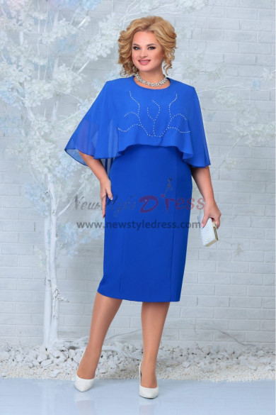 Plus Size Effortlessly Chic  Royal Blue Mother of the Bride Dresses, Hand Beading Women