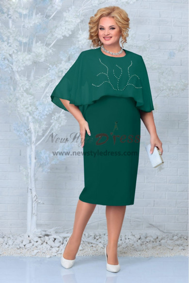 Plus Size Hand Beading Mother of the Bride Dresses, Green Knee-Length Women