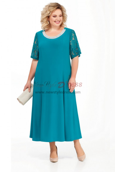 Plus Size Mother of the Bride Dresses Tea-Length Light Blue Women