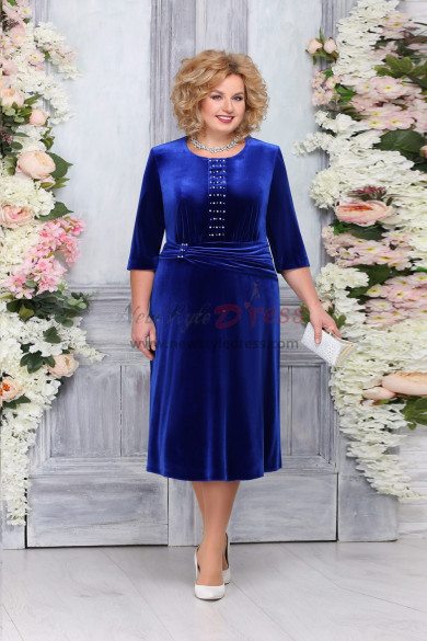 Plus size Royal Blue Velvet Mother of The Bride Dresses, Robes de grande taille pour femmes nmo-784-3