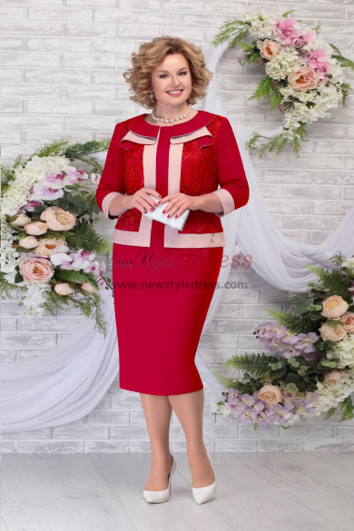 Red Knee-Length Plus Size Women