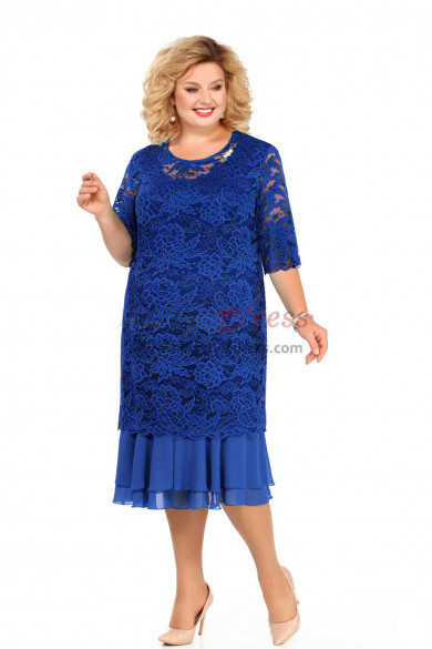 Royal Blue Knee-Length Mother of the Bride dress,Robe Grande Taille,Frauenkleid nmo-803-3