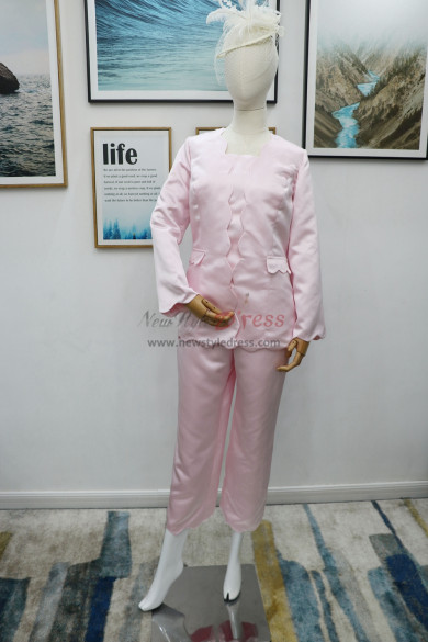 Satin 3PC Trouser suit Mother of the bride pantsuit Pink nmo-614