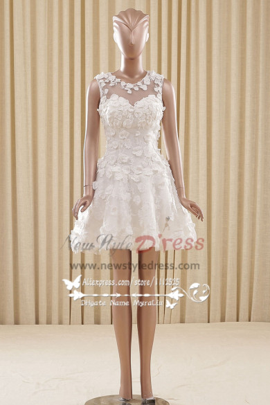 Ivory lace Homecoming dresses Mini skirt with ziper