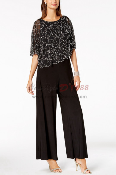 Women Beaded Poncho Jumpsuit Mother of the bride pantsuit nmo-385