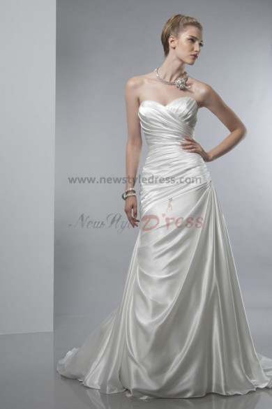 A-Line Sweetheart Sweep Train Discount wedding dress nw-0290