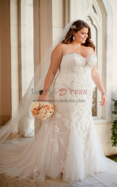 2023 Plus Size Wedding Dresses, Lace Up Strapless Bride Dresses bds-0032