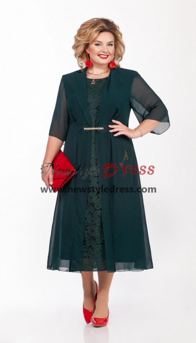 Glamorous Green Mother of the bride dress,Mid-Calf  Women