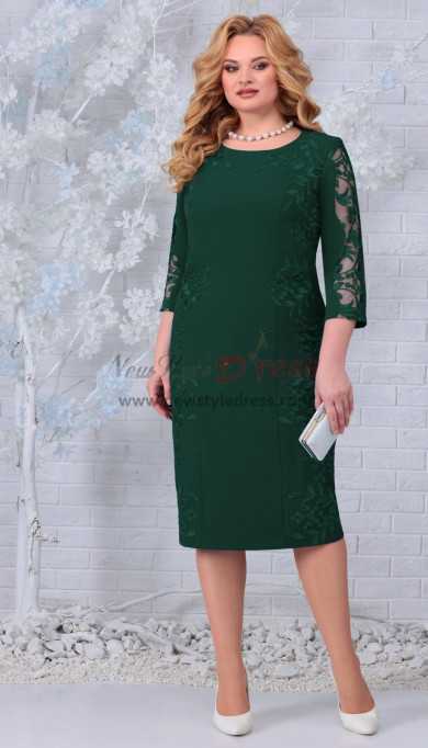 2023 Modern Mid-Calf-Length Mother of the Bride Dresses, Half Sleeves Green Women