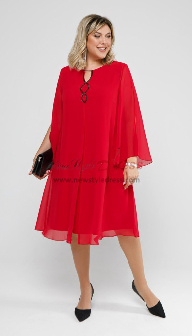 Effortlessly Comfortable Red Chiffon Mother of the Bride Dresses, Loose Women