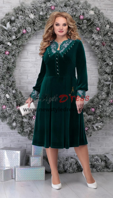 Green Velvet Plus Size Dressy Mother Of The Bride Dresses,Robes pour femmes de grande taille nmo-884-2