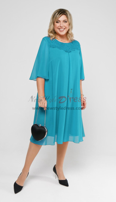 Light Blue Modern Mid-Calf-Length Mother of the Bride Dresses, Loose Women