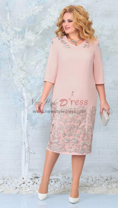 Pink Plus Size Sweetheart Mother of the Bride Dresses, Tea-Length Women