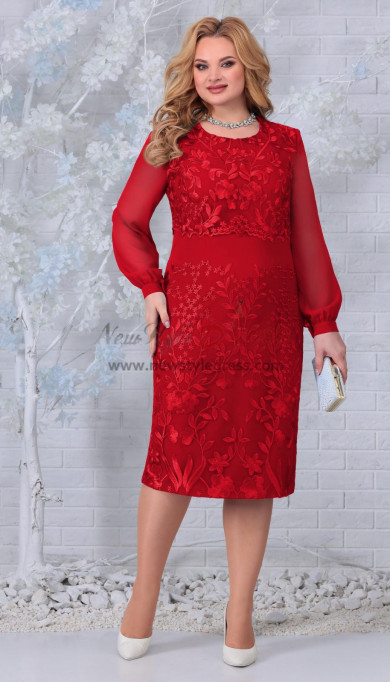 Plus size Red Knee-Length Mother of the Bride Dresses, Modern Long Sleeves Women