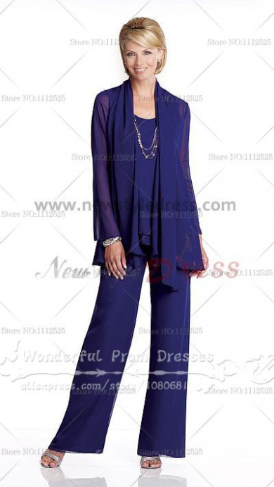 Cheap three piece Chiffon mother of the bride pants suits nmo-003