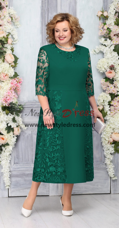 Green Plus Size Mother Of the Bride Dress,Half Sleeves Women