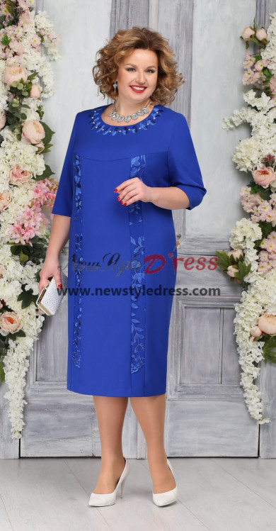 Royal Blue Dressy Mother Of the Bride Dress,Mid-Calf Women