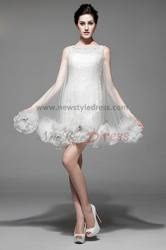 Ivory Lace flower Vest Cocktail Dresses Unique nm-0191